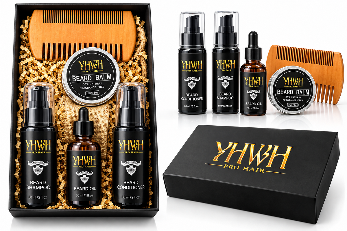YHWH Pro Hair Premium Beard Care Kit – Complete 5-Piece Beard Grooming & Gift Set